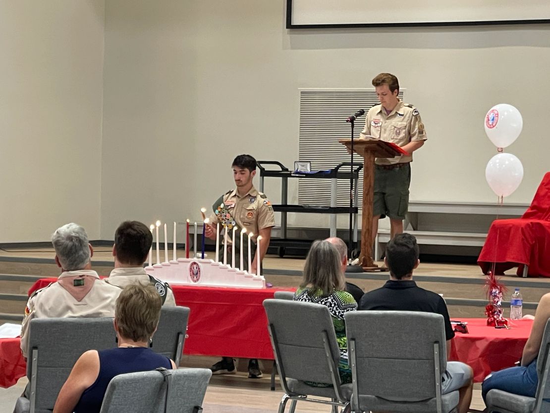 Troop 839 Scouts leading an Eagle Scout Court of Honor ceremony